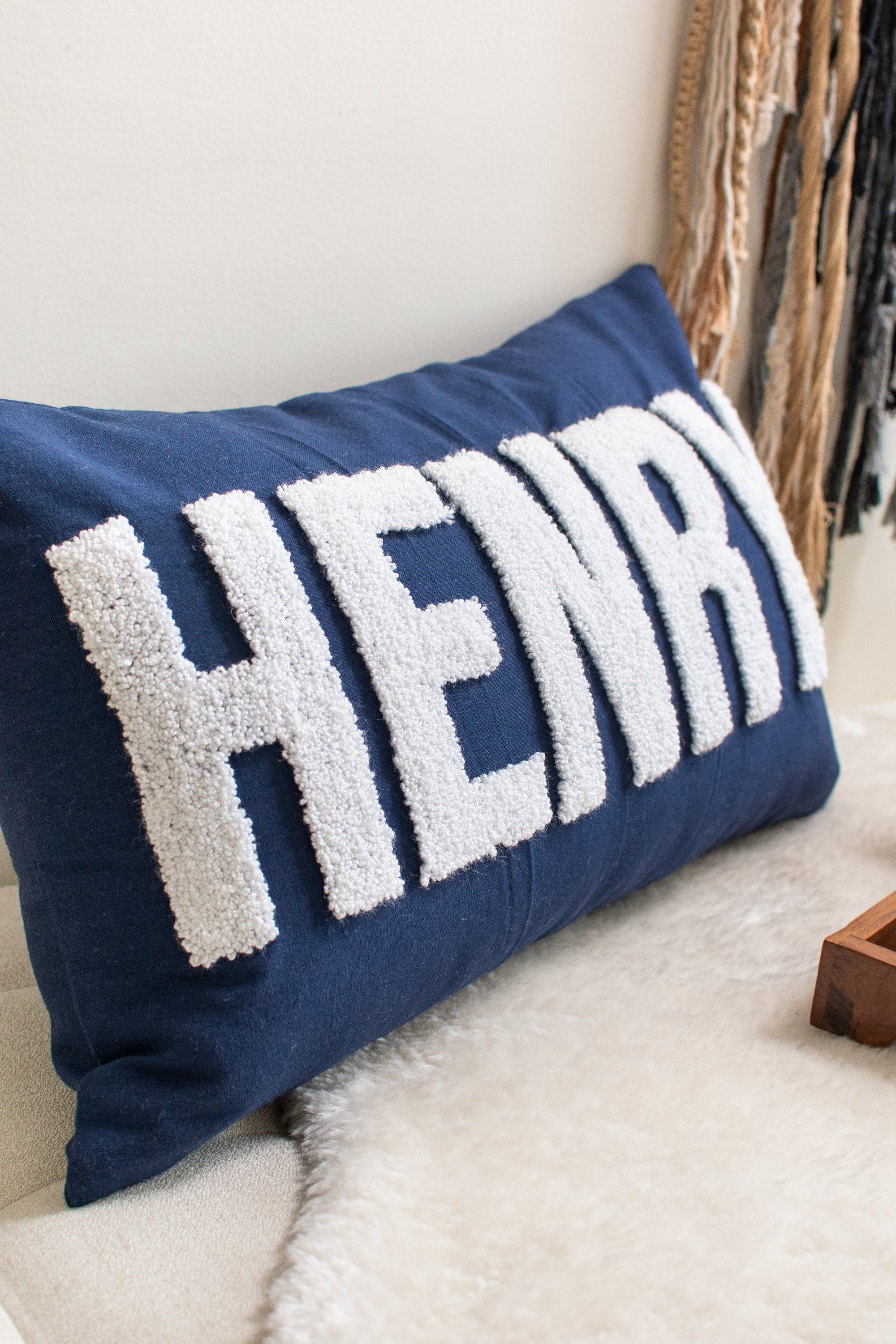 Personalized Baby Name Pillow Cover,Custom Pillow Cover,Punch Needle Name Pillow,Personalized Nursery Gift, Kids Room Decor, Baby Room Decor