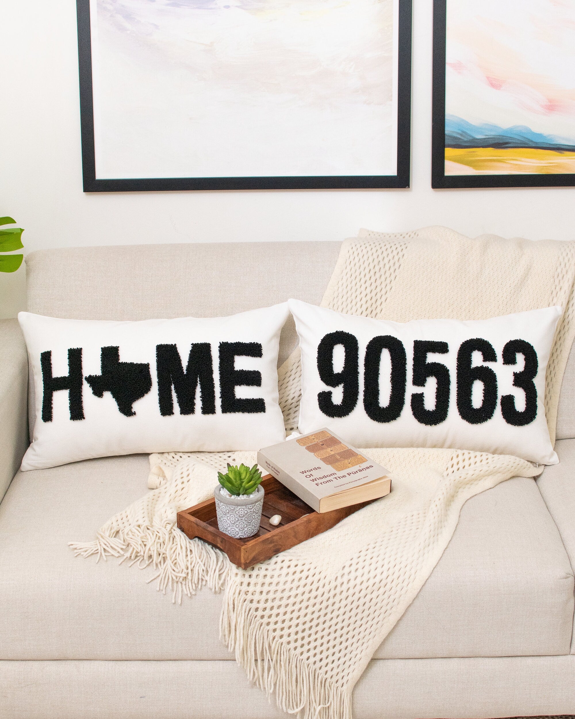 Custom Zip Code Pillow Cover,  Punch Needle Pillow, Personalized Pillows, Housewarming Gift, First Home Gift, New Home Gift