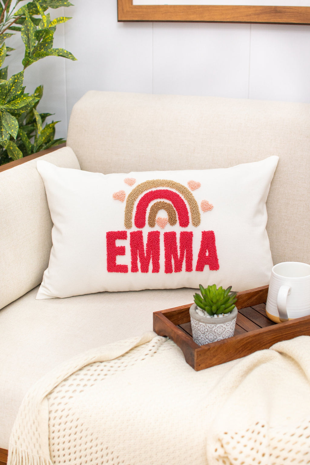 Personalized Boho Rainbow Name Pillow Cover for Her, Birthday Gift, Boho Decor, Baby Gift, Gift for Nursery