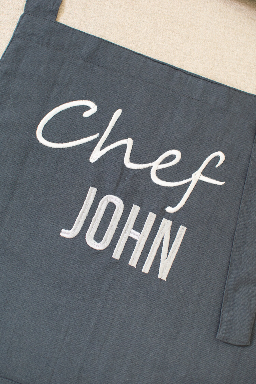 Personalized Embroidered Chef Apron with Custom Name for Him, Father's Day Gift for Dad, Grandpa, Custom Apron, Grilling Gifts for Men