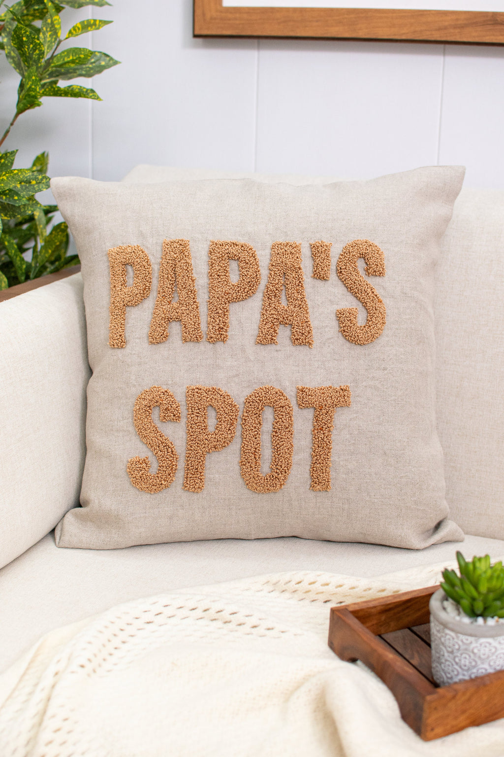 Papa's Spot Pillow Cover, Father's Day Gift for Papa, Birthday Gift for Grandpa, Dad, Pops, Pawpaw