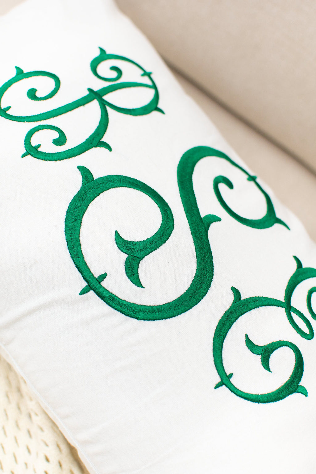Monogrammed Pillow Cover: Embroidered Cotton Baby Nursery Decor