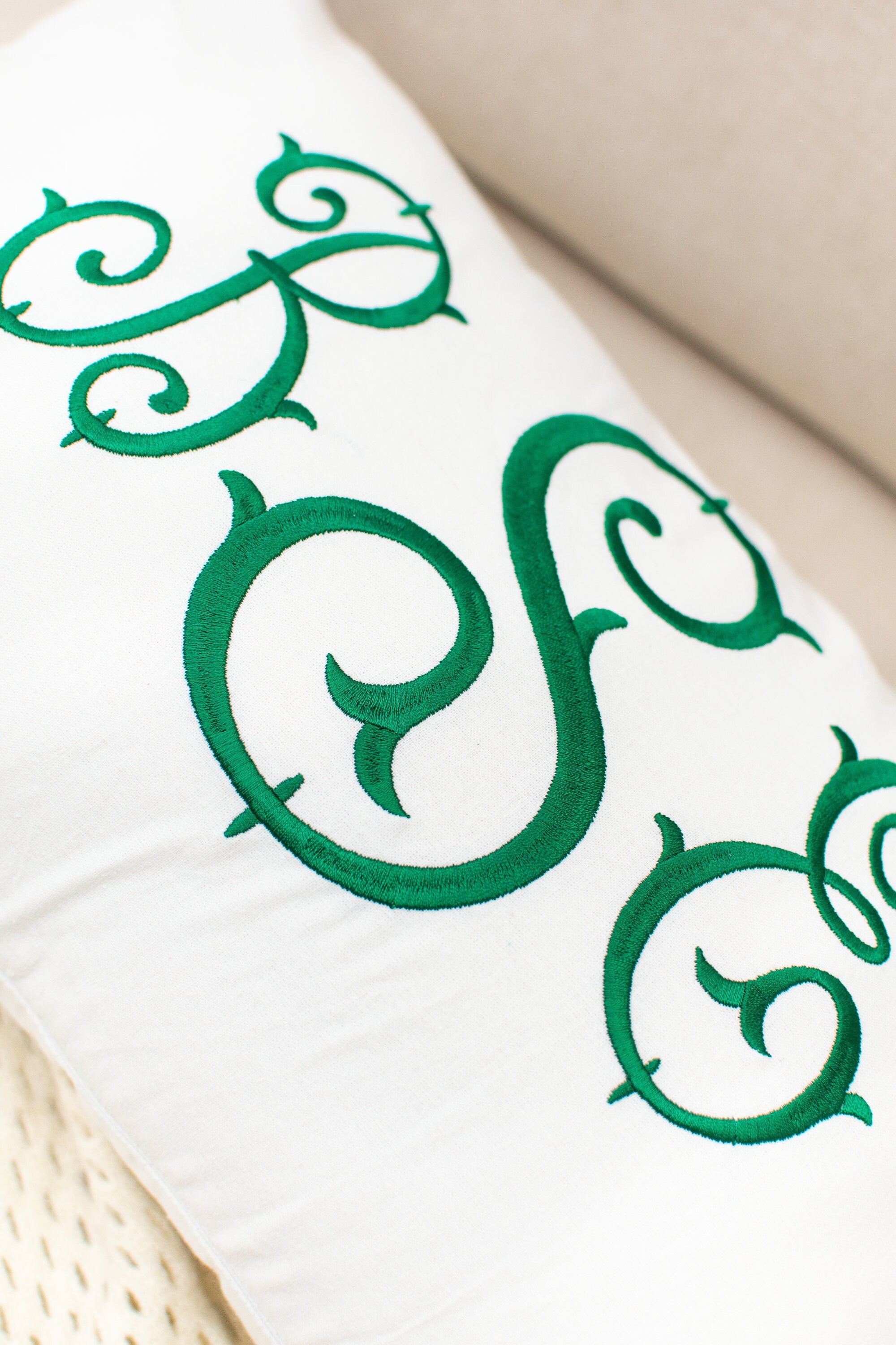 Monogrammed Pillow Cover: Embroidered Cotton Baby Nursery Decor