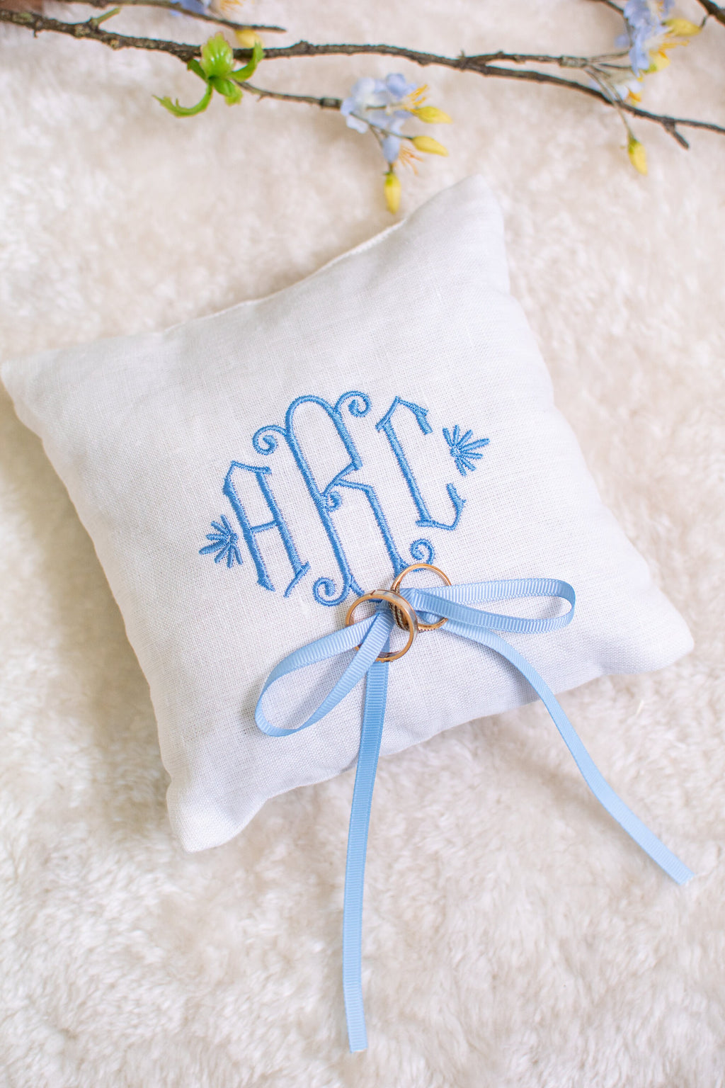 Monogram Ring Bearer Pillow for Wedding, Linen Embroidered Ring Bearer Pillow, Monogrammed Ring Bearer Pillow