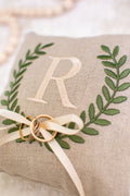 Custom Embroidered Linen Ring Bearer Pillow: Monogrammed Wedding Keepsake