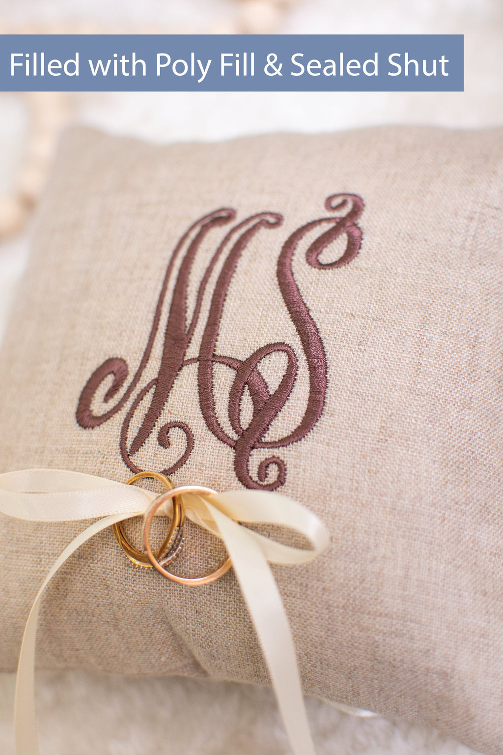 Custom Embroidered Linen Ring Bearer Pillow: Monogrammed Wedding Keepsake