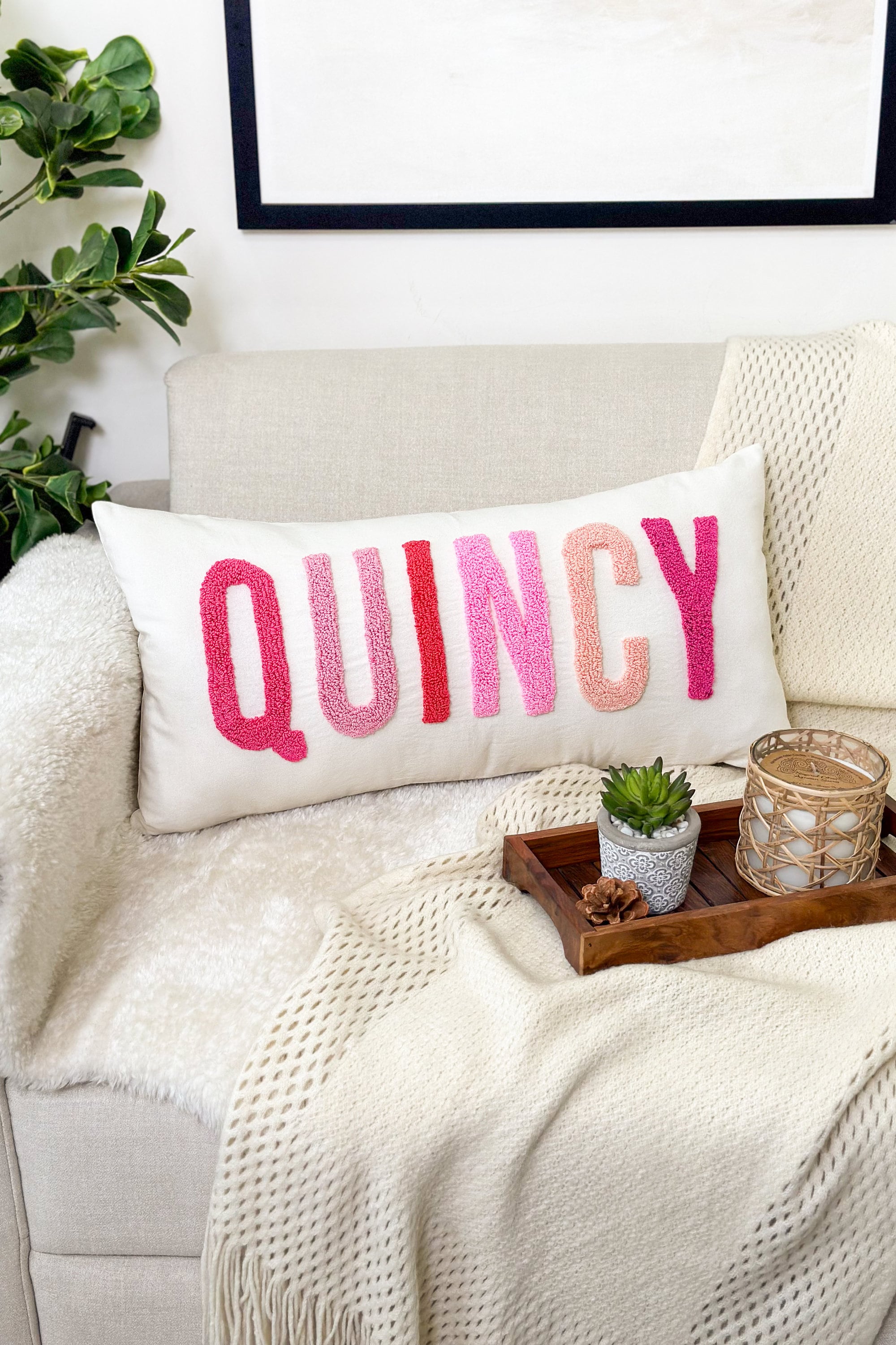 Personalized Baby Girl Room Name Pillow Cover, Baby Girl Nursery Pillow, Punch Needle, Girl Kid Gift, Dorm Gift, Graduation Gift