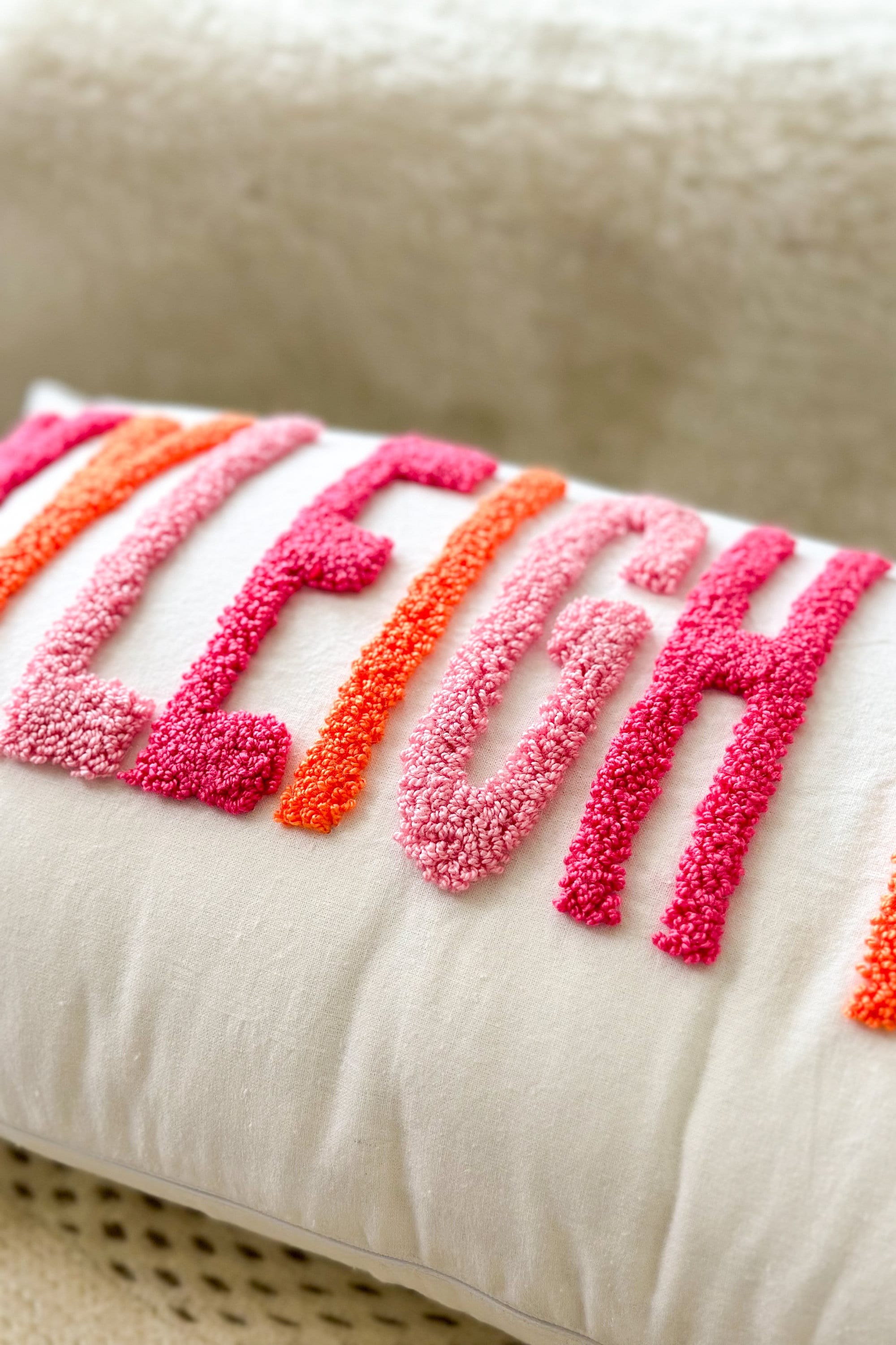 Personalized Baby Girl Room Name Pillow Cover, Baby Girl Nursery Pillow, Punch Needle, Girl Kid Gift, Dorm Gift, Graduation Gift