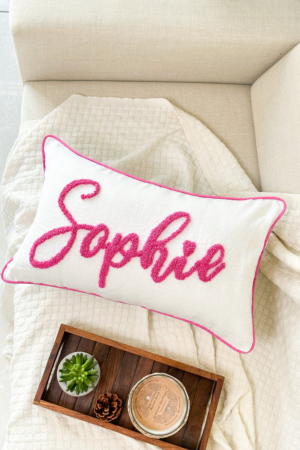 Personalized Baby Name Pillow Cover, Punch Needle Name Pillow, Nursery Gift, Kids Room Decor, Dorm Décor, Sleepover Party Favor