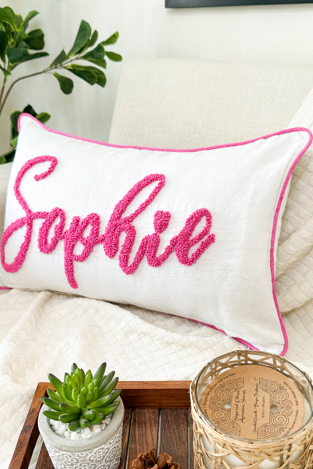 Personalized Baby Name Pillow Cover, Punch Needle Name Pillow, Nursery Gift, Kids Room Decor, Dorm Décor, Sleepover Party Favor