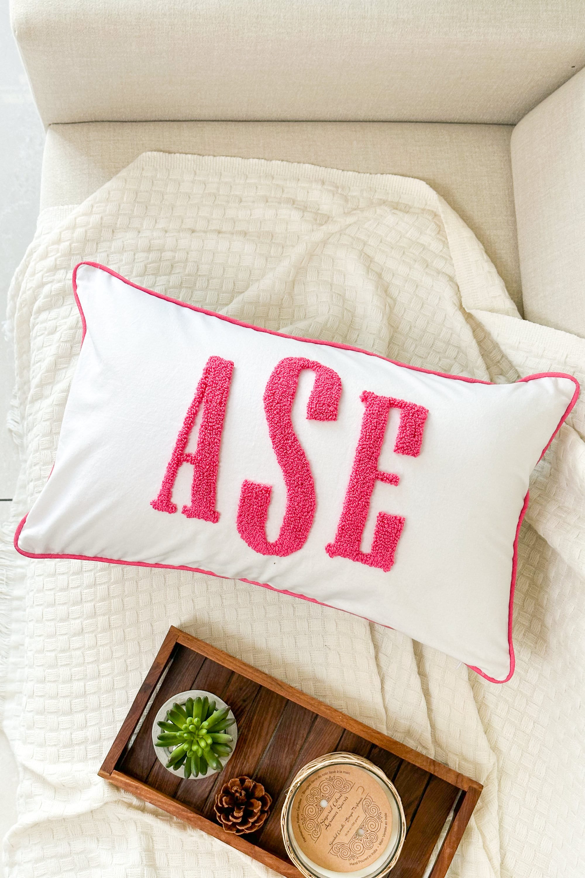 Custom Monogram Pillow Cover, Embroidery Gift for Couple, Initial Wedding Monogram, New Home Housewarming Gift