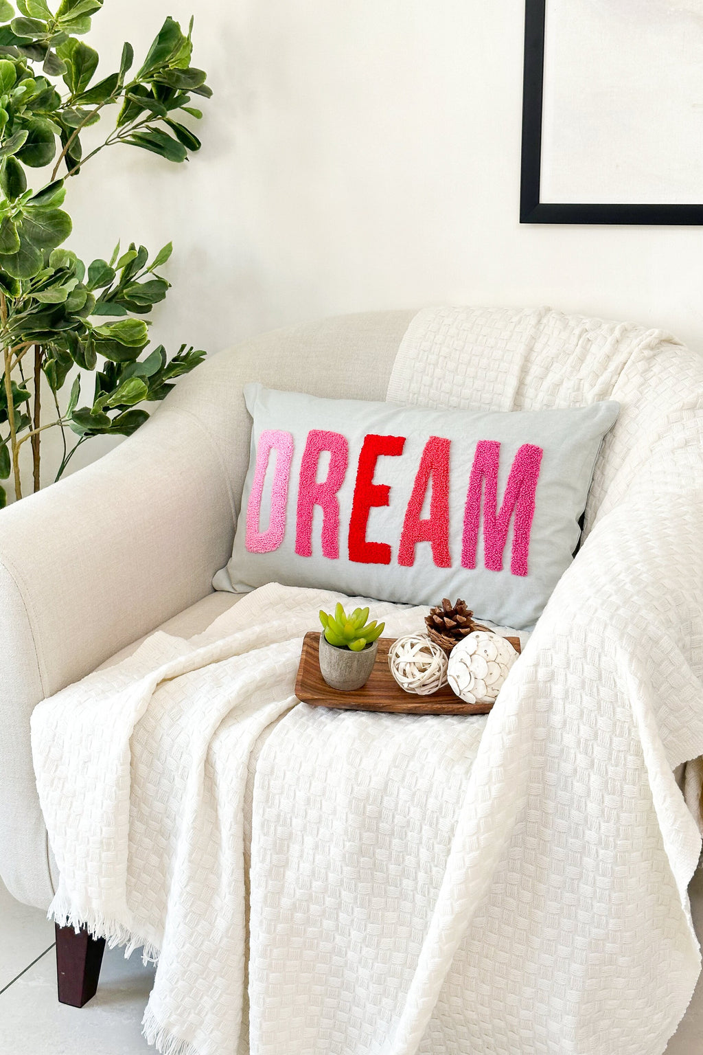 Dream Pillow Cover with Punch Needle Embroidery