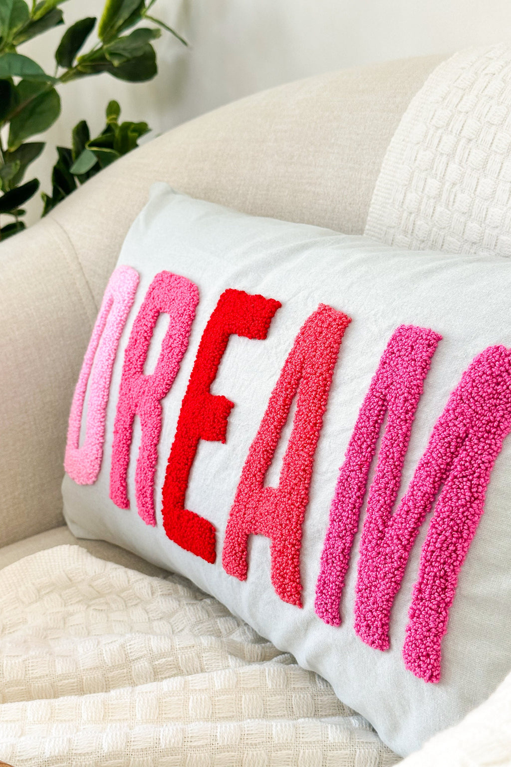 Dream Pillow Cover with Punch Needle Embroidery