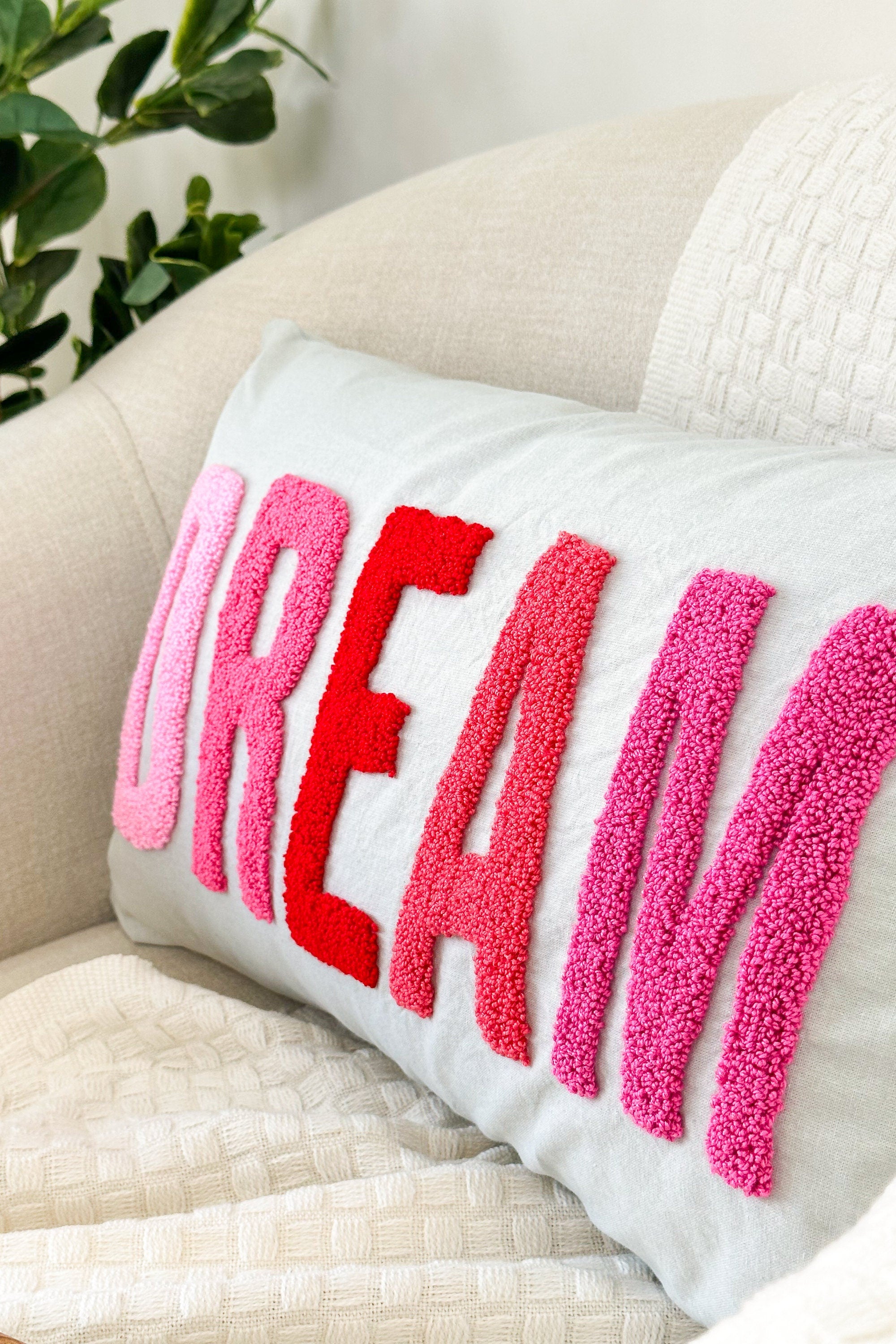 Dream Pillow Cover with Punch Needle Embroidery