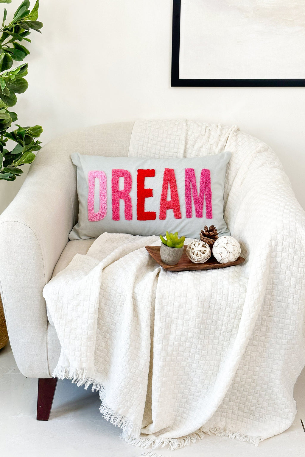 Dream Pillow Cover with Punch Needle Embroidery