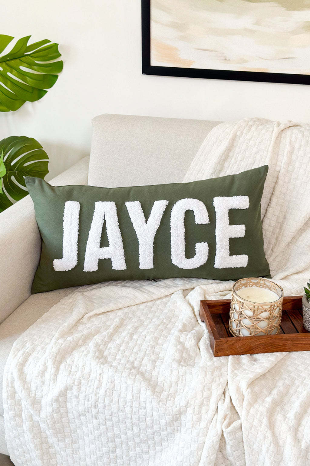 Custom Baby Name Pillow Cover,Punch Needle Name Pillow Cover, Kid Room Decor, Nursery Gift, Dorm Room Décor, Slumber Party Gift