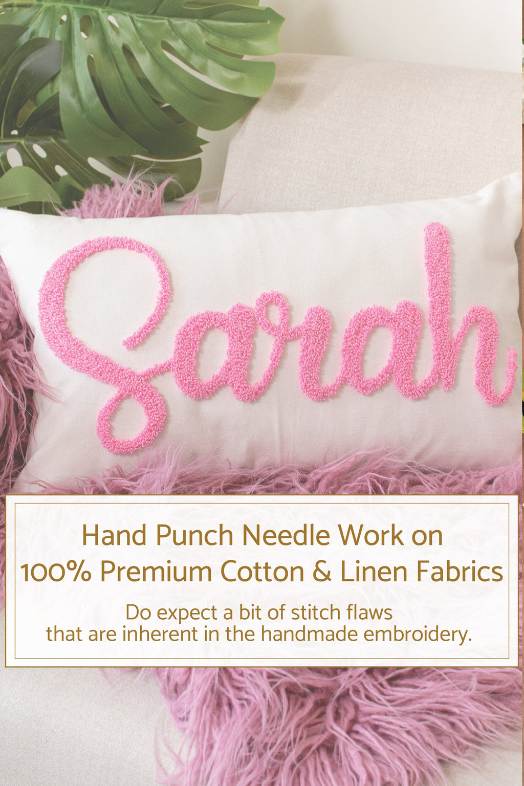 Custom Baby Name Pillow Cover,Punch Needle Name Pillow Cover, Kid Room Decor, Nursery Gift, Dorm Room Décor, Slumber Party Gift