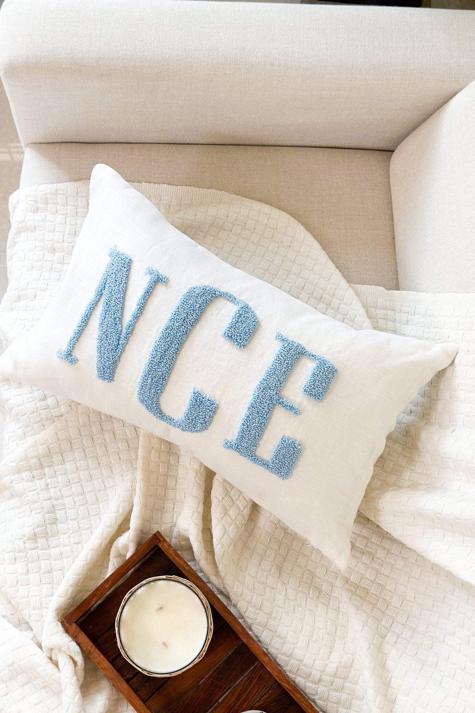 Custom Monogram Pillow Cover with Punch Needle Embroidery, Personalized Wedding Gift for Couple, Custom Monogram Gift, Initial Pillow