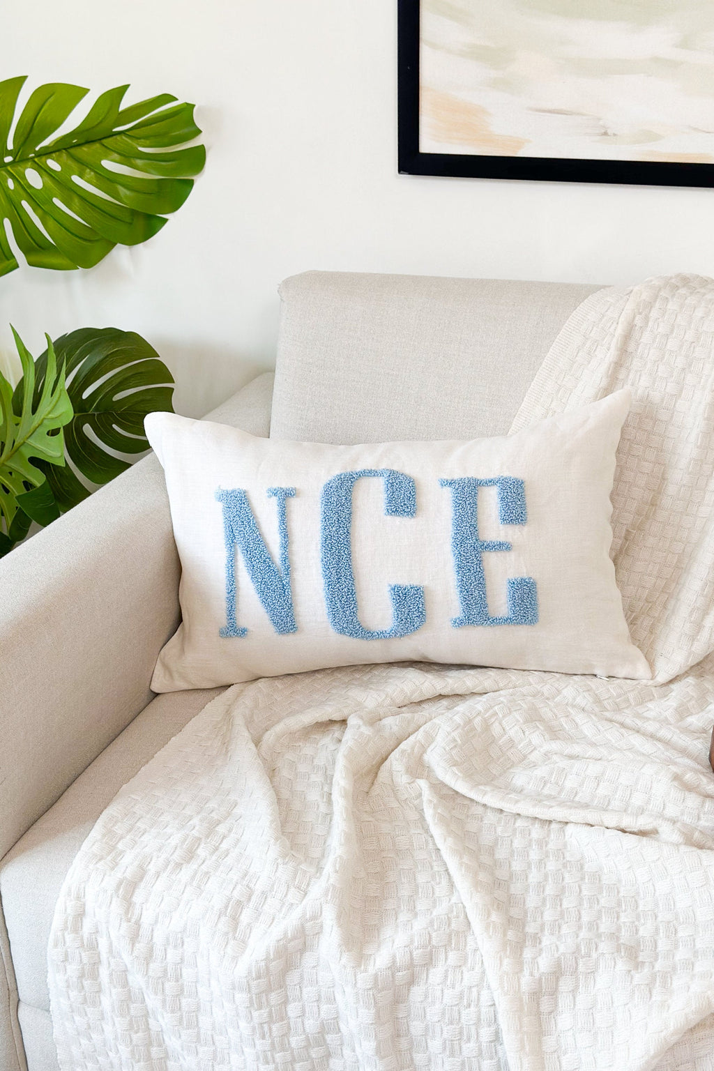 Custom Monogram Pillow Cover with Punch Needle Embroidery, Personalized Wedding Gift for Couple, Custom Monogram Gift, Initial Pillow