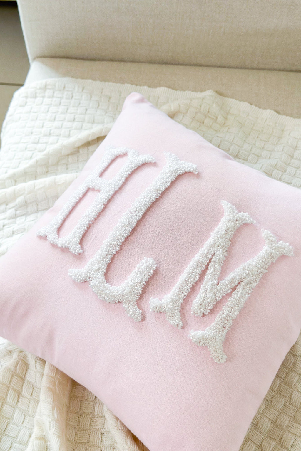 Personalized Monogram Pillow Cover with Punch Needle Embroidery, Personalized Wedding Gift for Couple, Custom Monogram Gift, Initial Pillow
