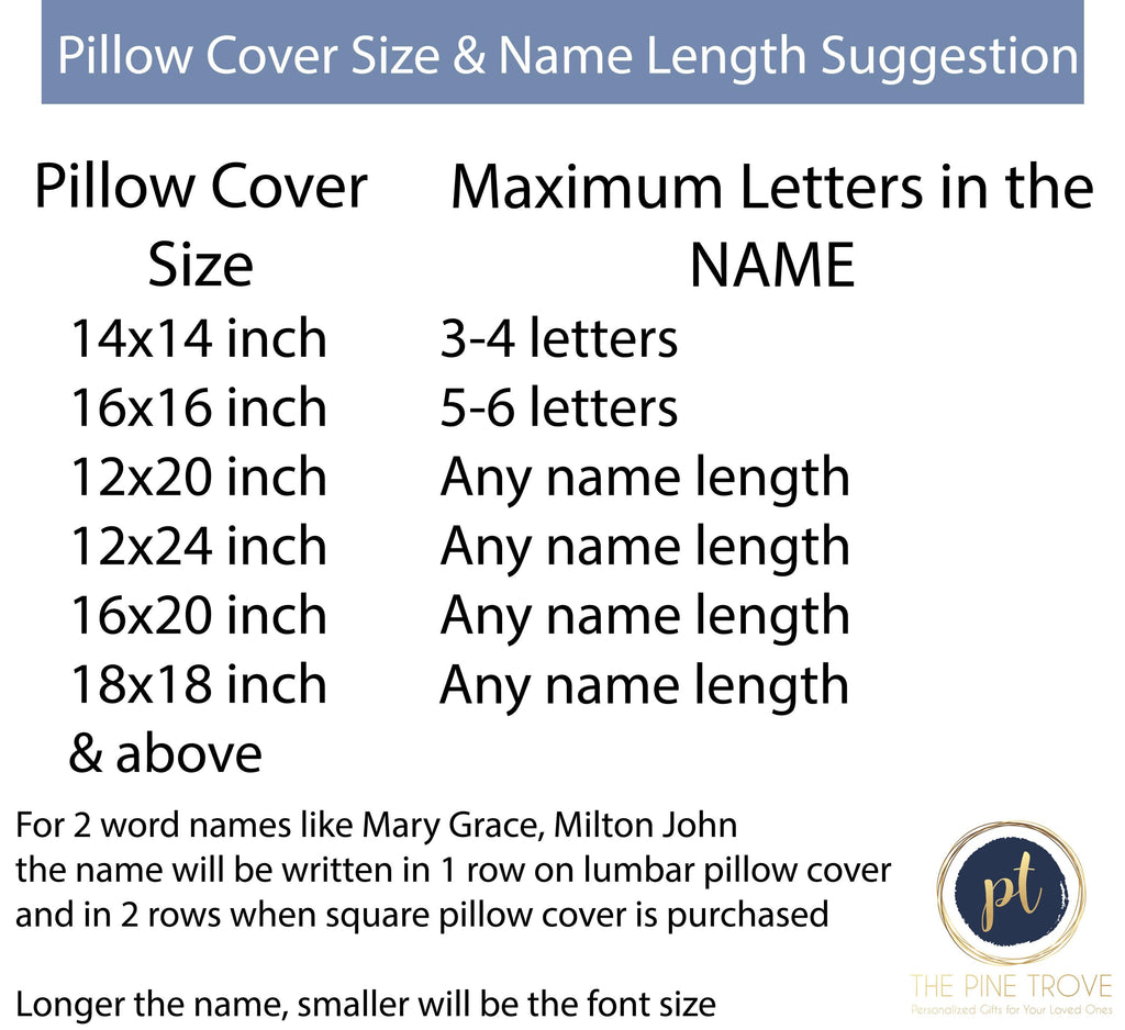 Custom Name Pillow Cover with Punch Needle, Baby Bedding, Nursery Decor, Dorm Room Décor, Slumber Party Gift, Graduation Gift