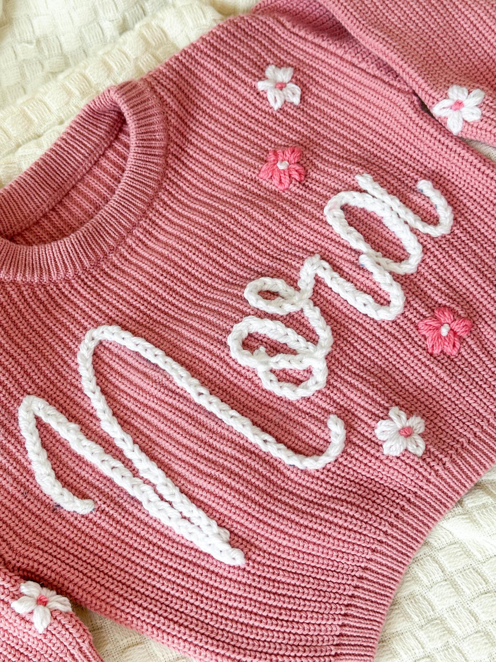 Personalized Hand embroidered Name Baby Sweater,Custom Baby Name Sweater,Pink Baby Girls Sweater With Name,Birthday Gift For Baby Girls Boy