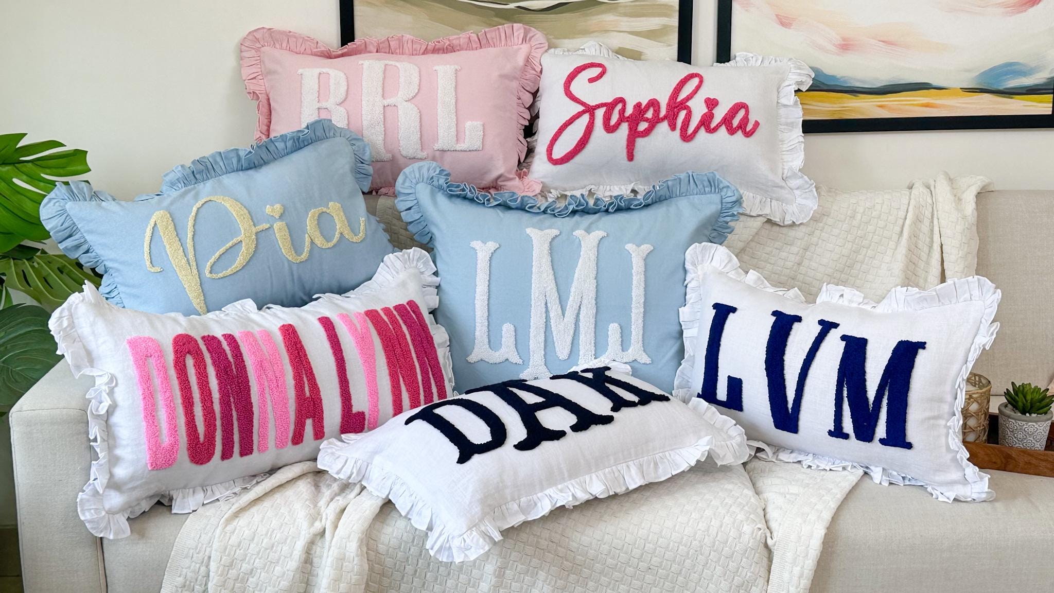 Personalized Punch Needle Name Pillow Cover: Kid Room Decor