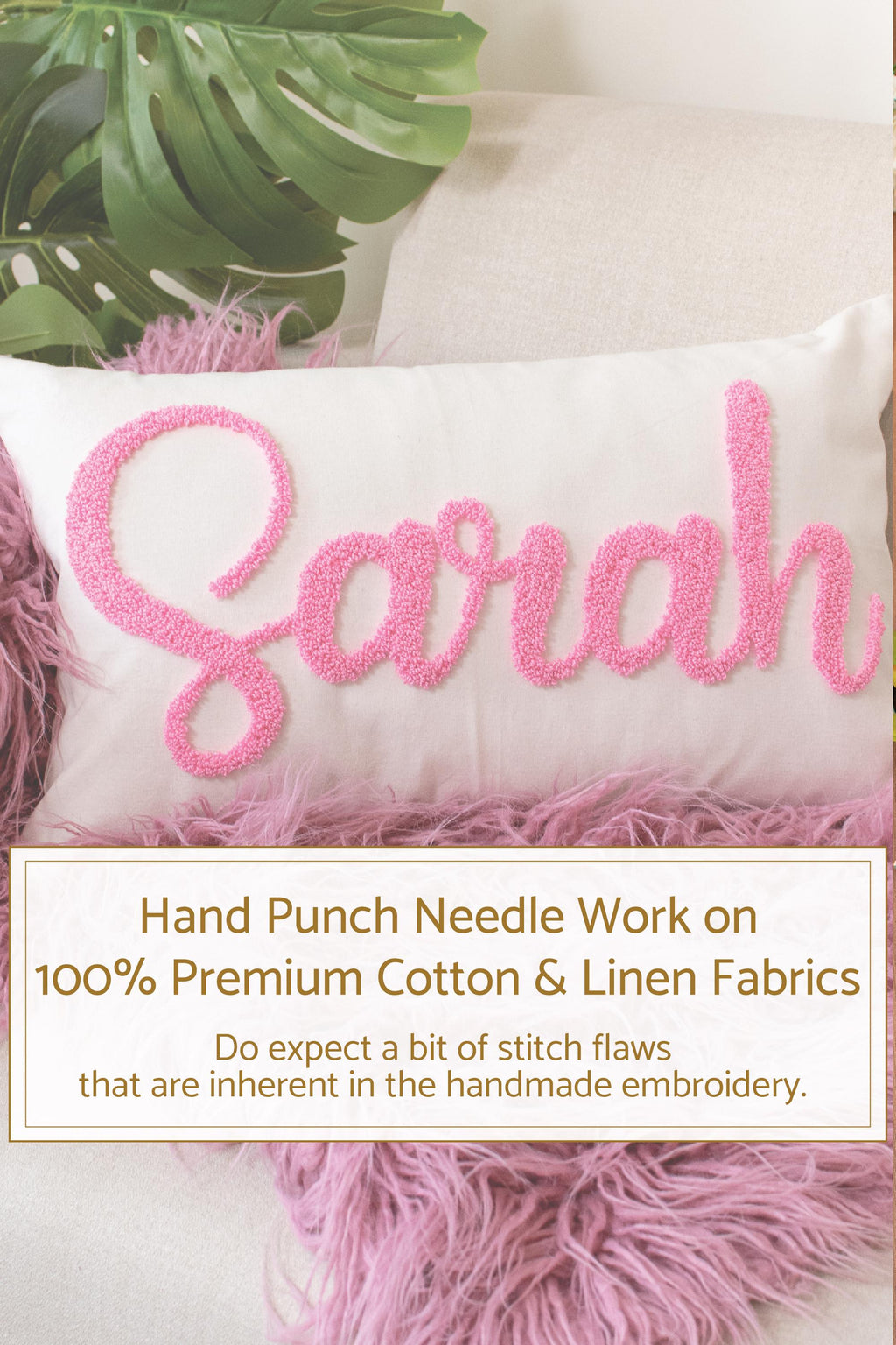 Personalized Nursery Name Pillow Cover with Punch Needle Embroidery, Kid Room Decor, Baby Room Decor, Dorm Room Pillow, Slumber Party Gift