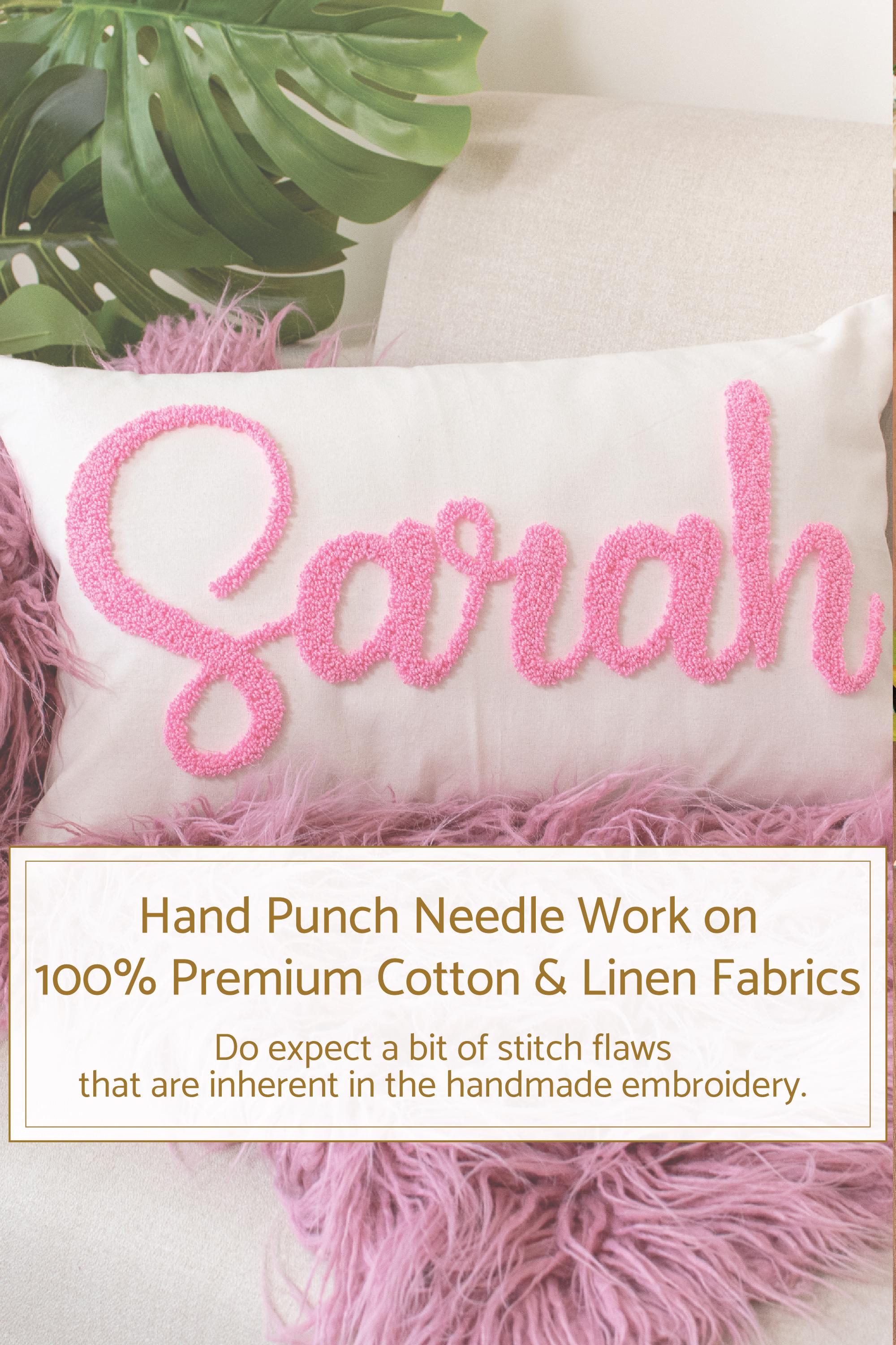 Personalized Nursery Name Pillow Cover with Punch Needle Embroidery, Kid Room Decor, Baby Room Decor, Dorm Room Pillow, Slumber Party Gift