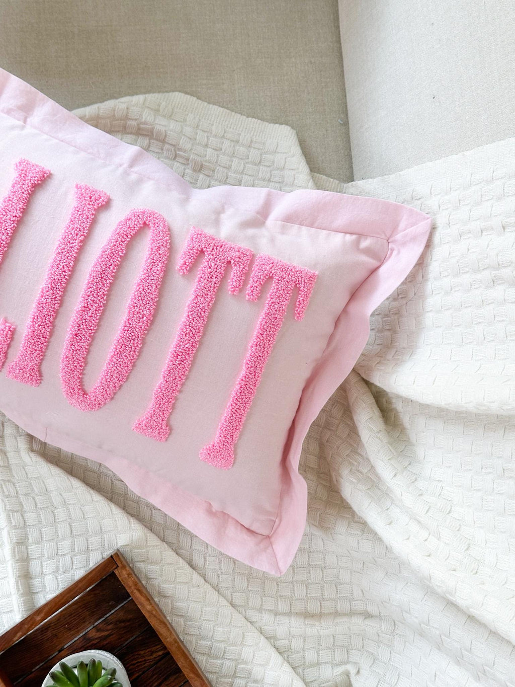 Personalized Nursery Name Pillow Cover with Punch Needle Embroidery, Kid Room Decor, Baby Room Decor, Dorm Room Pillow, Slumber Party Gift