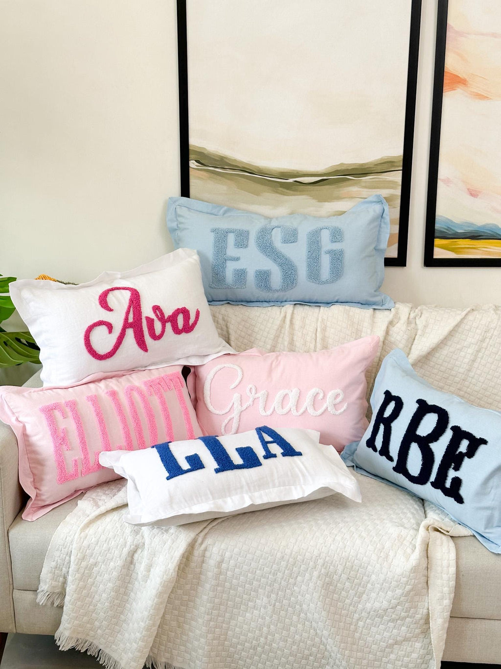 Personalized Nursery Name Pillow Cover with Punch Needle Embroidery, Kid Room Decor, Baby Room Decor, Dorm Room Pillow, Slumber Party Gift