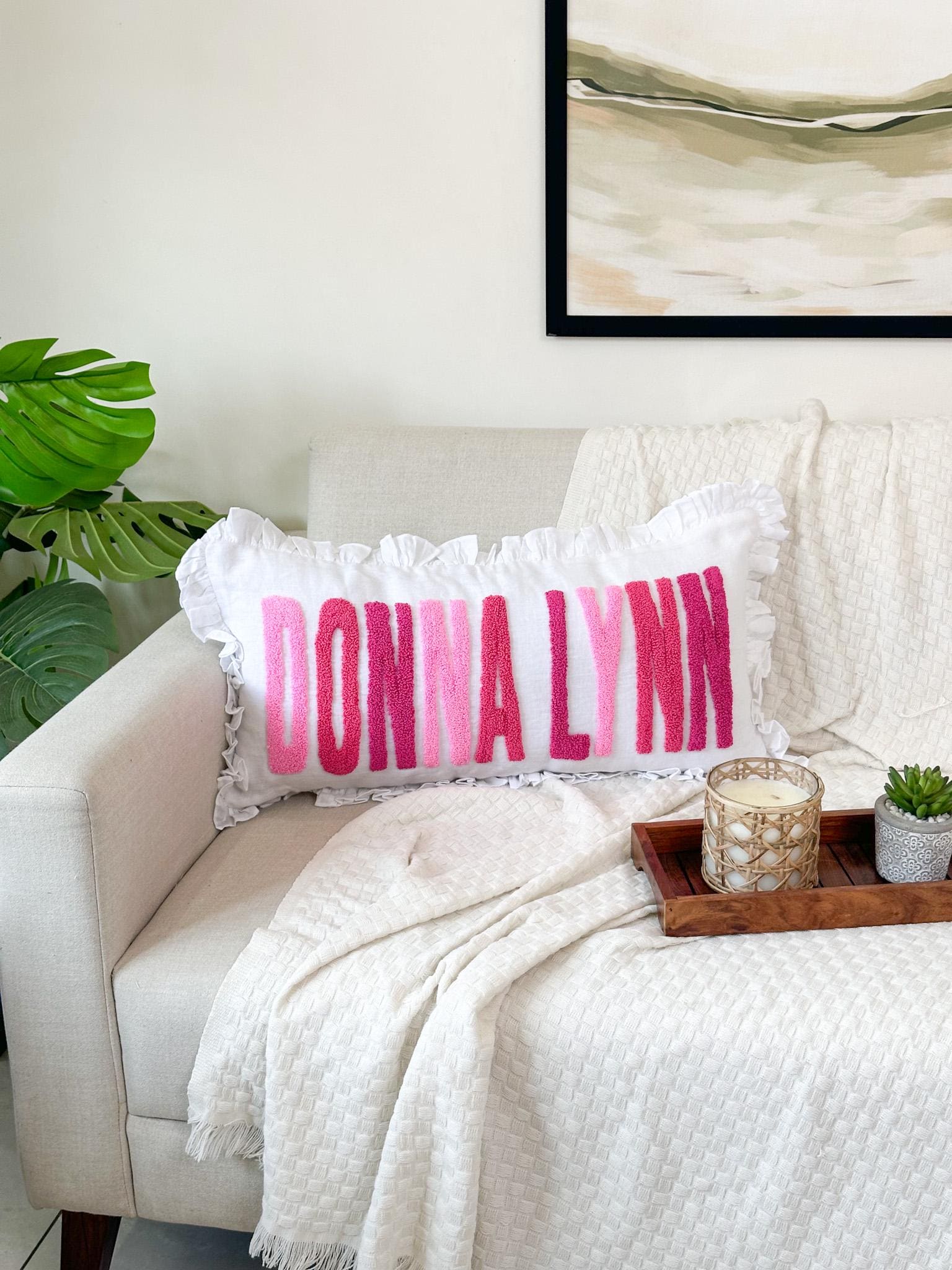 Personalized Punch Needle Name Pillow Cover: Kid Room Decor