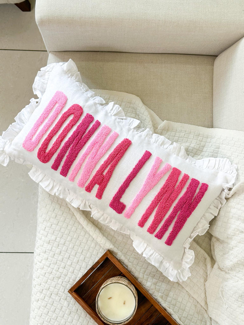 Personalized Punch Needle Name Pillow Cover: Kid Room Decor